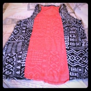 Neon orange and tribal tank